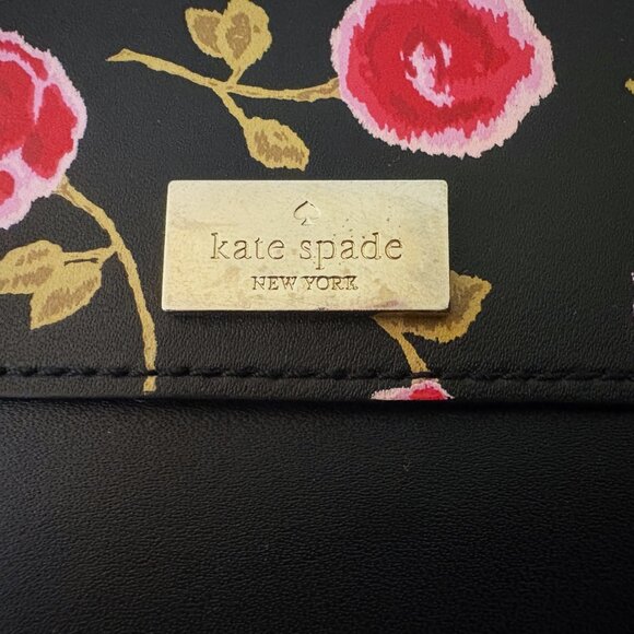 Vintage Kate Spade New York Flat Wristlet Nott Ditsy Rose Design Gold Hardware - Picture 2 of 11